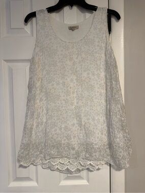 Via Signoria 100% Silk Made in Italy Floral Lace Tunic Top L